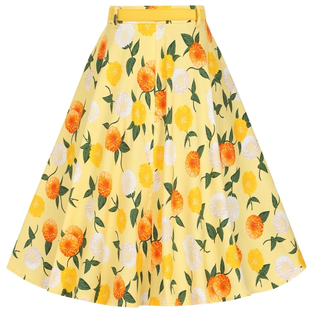 Collectif Dakota Sunny Yellow Floral Swing Skirt US 16 1X - Picture 7 of 15